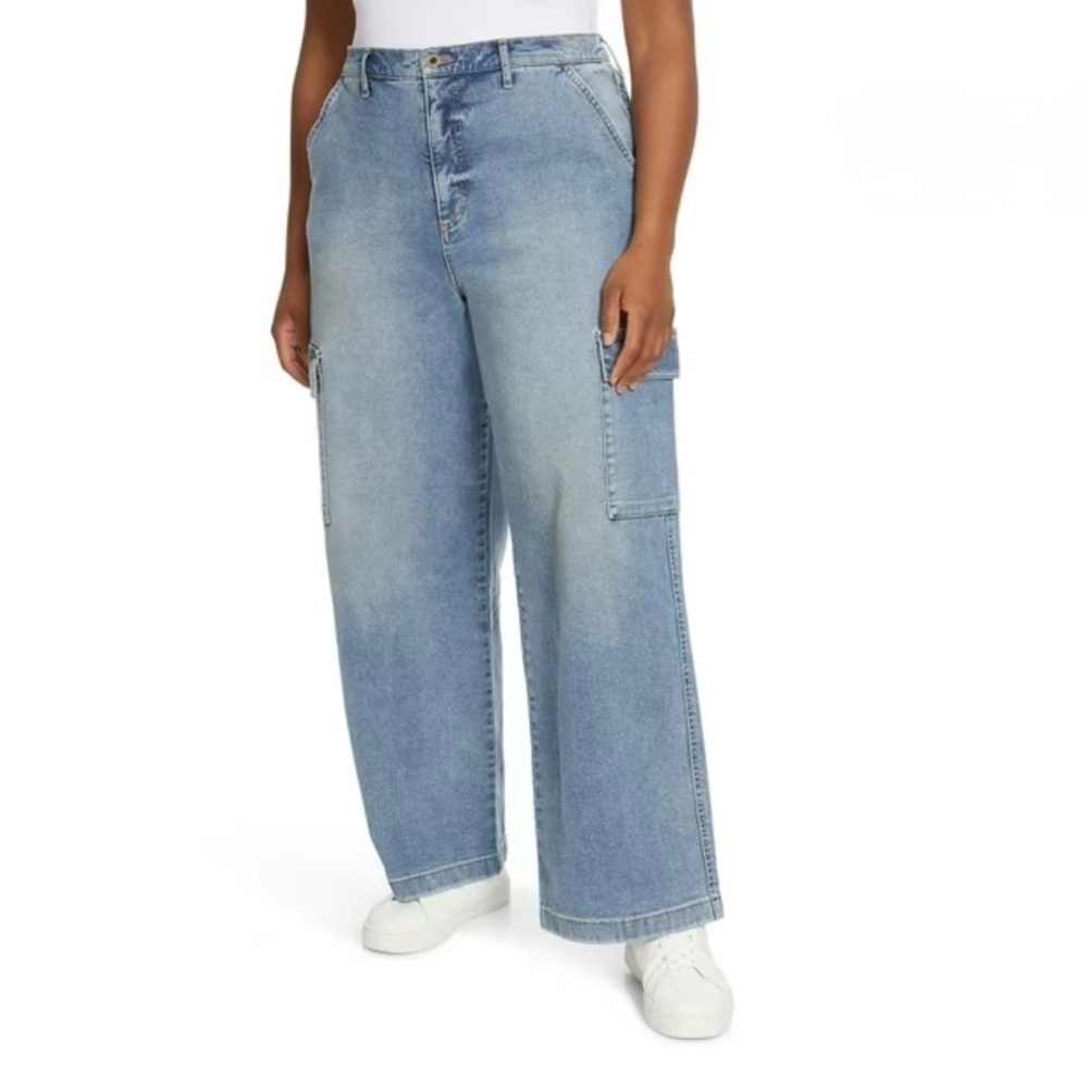 Women’s Jessica Simpson Sunshine Jenna Cargo Denim Jeans Pockets Plus Size 18W